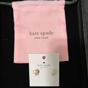 Kate Spade Cream Pearl and Silver Stud Earrings